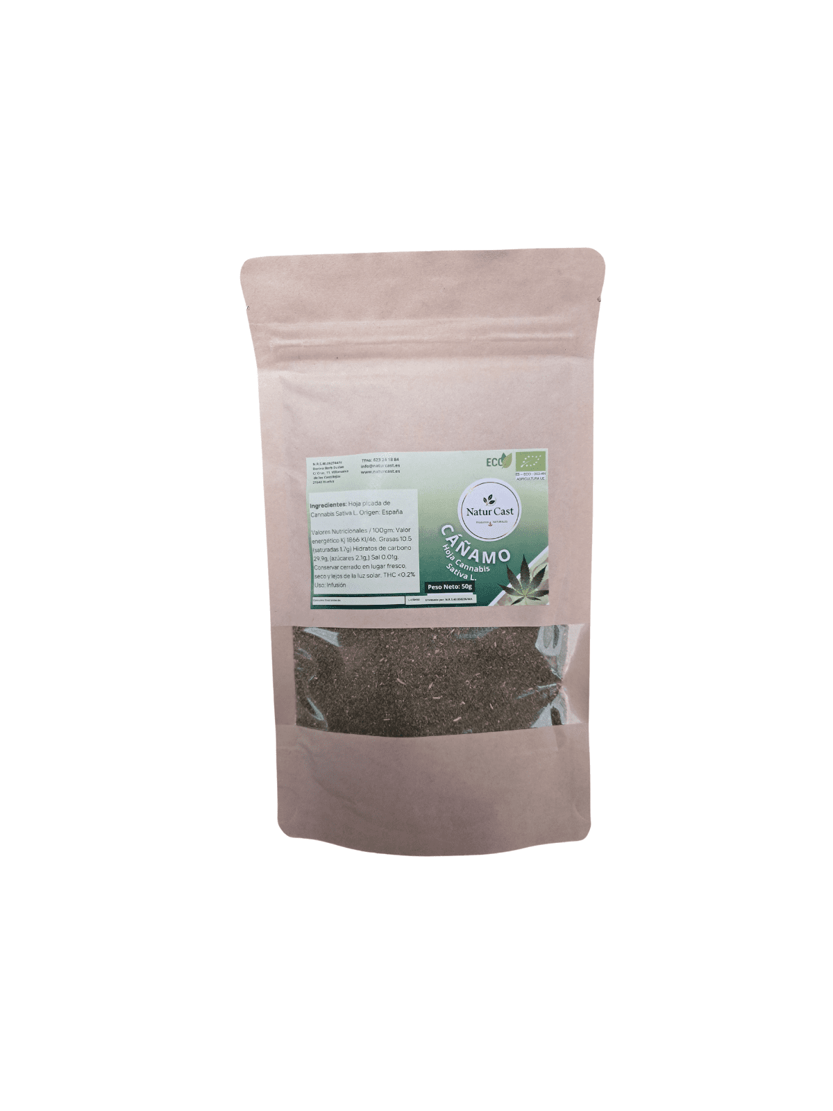 Cañamo Hoja Picada Bolsa papel Doypack 50g